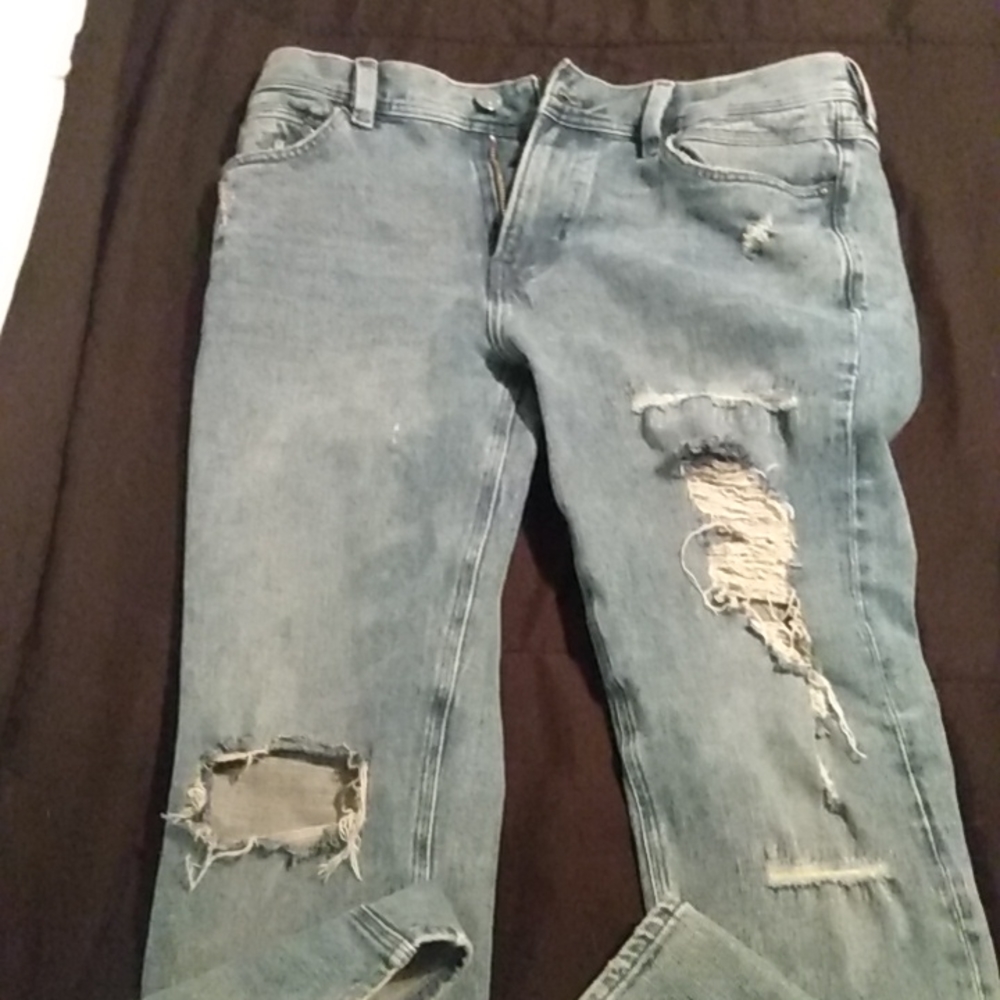 H&M men's distressed slim straight 360 flex denim jeans